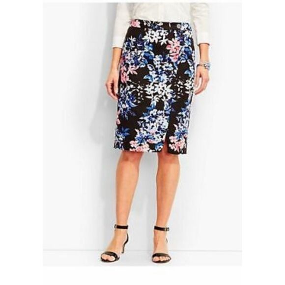 Talbots‎ Black and floral print skirt size 16 - Picture 1 of 12